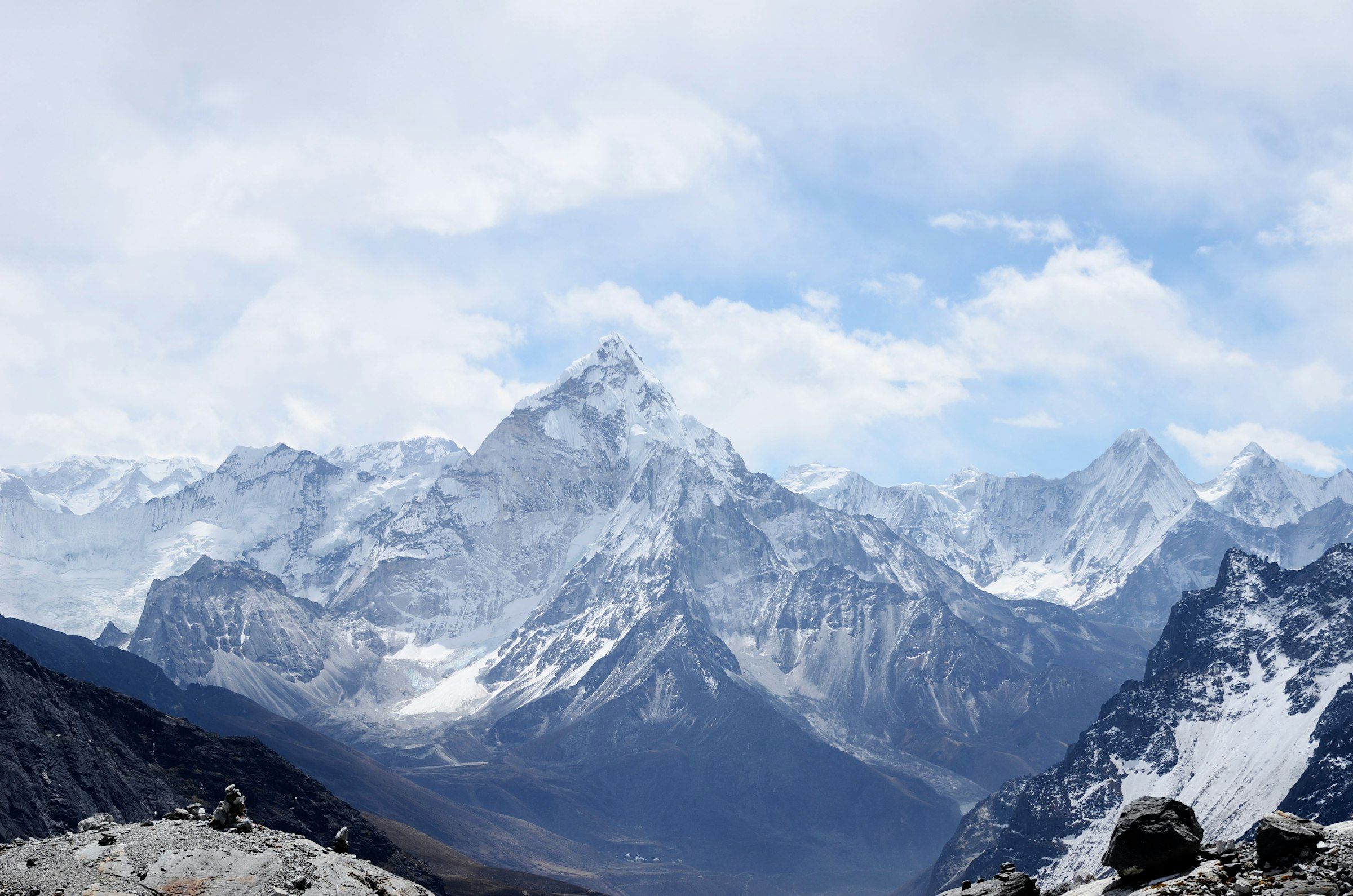 Snowy alpine mountains